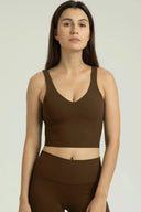 Dreamlux Ribbed V-Neck Cropped Tanks