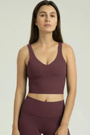 Dreamlux Ribbed V-Neck Cropped Tanks