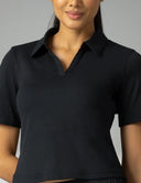 Sorona V-Neck Cropped Polo Shirt – Relaxed Fit