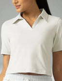 Sorona V-Neck Cropped Polo Shirt – Relaxed Fit