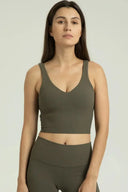 Dreamlux Ribbed V-Neck Cropped Tanks