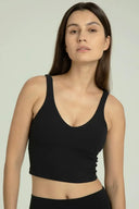 Dreamlux Ribbed V-Neck Cropped Tanks