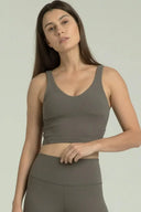 Dreamlux Ribbed V-Neck Cropped Tanks
