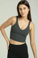 Dreamlux Ribbed V-Neck Cropped Tanks