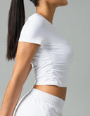 Sorona Ruched Crew Neck Cropped T-Shirt – Slim Fit