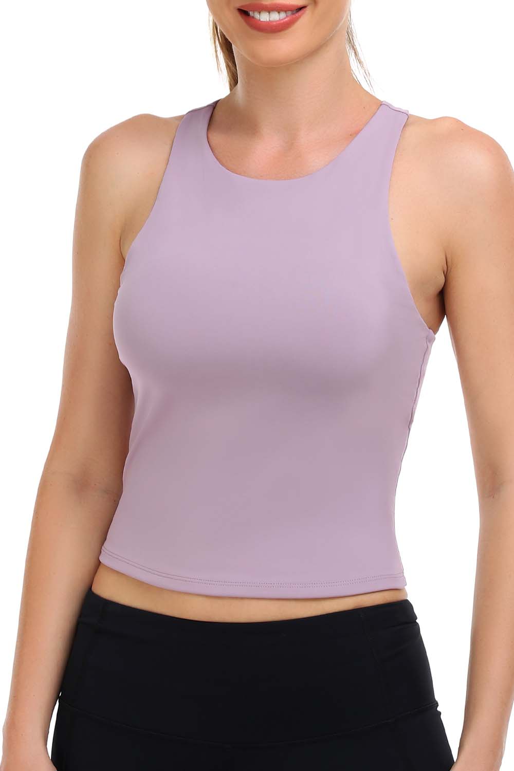 90 Degree By Reflex - Women's Ribbed Cropped Tank Top With Padded