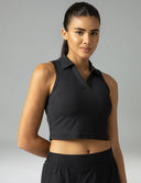 Sorona Sleeveless Crop Polo Tank – Slim-Fit