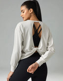 Sorona Oversized Long Sleeve Top w/ Twisted Open Back
