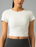 Sorona Ruched Crew Neck Cropped T-Shirt – Slim Fit