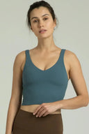 Dreamlux Ribbed V-Neck Cropped Tanks