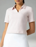 Sorona V-Neck Cropped Polo Shirt – Relaxed Fit