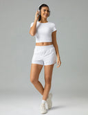Sorona Ruched Crew Neck Cropped T-Shirts – Slim Fit