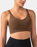 Dreamlux V-Neck Strappy Back Workout Bra – Light Support