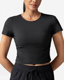 Sorona Ruched Crew Neck Cropped T-Shirt – Slim Fit