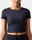 Sorona Ruched Crew Neck Cropped T-Shirt – Slim Fit