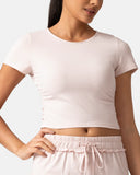 Sorona Ruched Crew Neck Cropped T-Shirt – Slim Fit