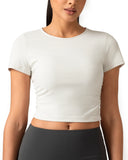 Sorona Ruched Crew Neck Cropped T-Shirt – Slim Fit