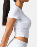 Sorona Ruched Crew Neck Cropped T-Shirts – Slim Fit