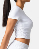 Sorona Ruched Crew Neck Cropped T-Shirt – Slim Fit