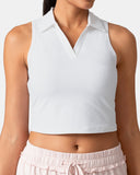 Sorona Sleeveless Crop Polo Tank – Slim-Fit