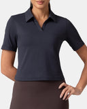 Sorona V-Neck Cropped Polo Shirt – Relaxed Fit