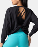 Sorona Oversized Long Sleeve Top w/ Twisted Open Back