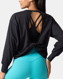 Sorona Oversized Long Sleeve Top w/ Twisted Open Back