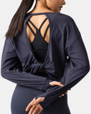 Sorona Oversized Long Sleeve Top w/ Twisted Open Back