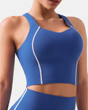 Dreamlux Cropped Racerback Tank Top w/ Contrast Stripes