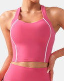 Dreamlux Cropped Racerback Tank Top w/ Contrast Stripes