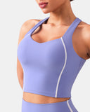 Dreamlux Cropped Racerback Tank Top w/ Contrast Stripes