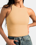 Essential High Neck Body Contour Cropped Tank Top – Double Lined
