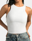 Essential High Neck Body Contour Cropped Tank Top – Double Lined