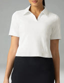 Sorona V-Neck Cropped Polo Shirt – Relaxed Fit