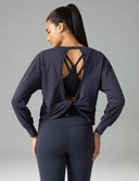 Sorona Oversized Long Sleeve Top w/ Twisted Open Back