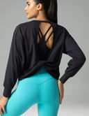 Sorona Oversized Long Sleeve Top w/ Twisted Open Back