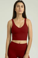 Dreamlux Ribbed V-Neck Cropped Tanks