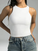 Essential High Neck Body Contour Cropped Tank Top – Double Lined