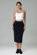 Velvra Modal Streamline Midi Skirt w/ Pockets