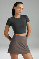 Dreamlux Short Sleeve Cropped Workout Shirt w/ Crisscross Back