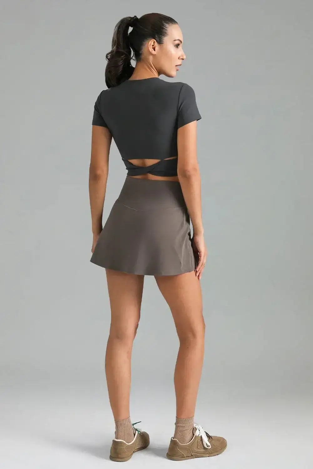 Dreamlux Short Sleeve Cropped Workout Shirt w/ Crisscross Back – Colorfulkoala Dreamlux Short Sleeve Cropped Workout Shirt w/ Crisscross Back – Colorfulkoala