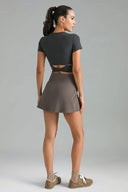 Dreamlux Short Sleeve Cropped Workout Shirt w/ Crisscross Back