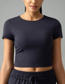 Sorona Ruched Crew Neck Cropped T-Shirts – Slim Fit