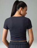 Sorona Ruched Crew Neck Cropped T-Shirts – Slim Fit