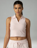 Sorona Sleeveless Crop Polo Tank – Slim-Fit