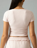 Sorona Ruched Crew Neck Cropped T-Shirts – Slim Fit