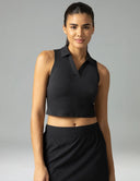 Sorona Sleeveless Crop Polo Tank – Slim-Fit