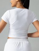 Sorona Ruched Crew Neck Cropped T-Shirts – Slim Fit