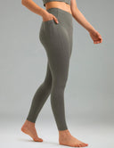 Fleece Lined No Front Seam 26.5" Thermal Leggings w/ Pockets
