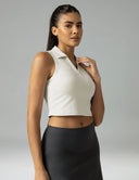 Sorona Sleeveless Crop Polo Tank – Slim-Fit